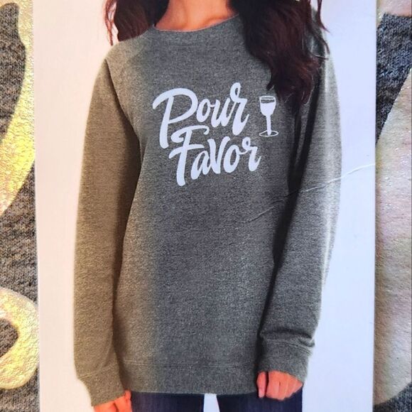 Wildfox Pour Favor Gray Graphic Sweatshirt Size Large - Picture 1 of 9